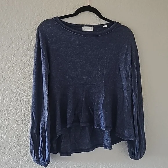 Altar'd state denim blue colored sweatshirt with peplum high low hem - Picture 1 of 4